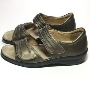 Kumfs Woman's Double Strap Sandals Gold Size 37